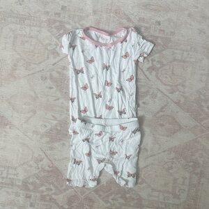 Kyte BABY White and Pink Butterfly Pajama Set